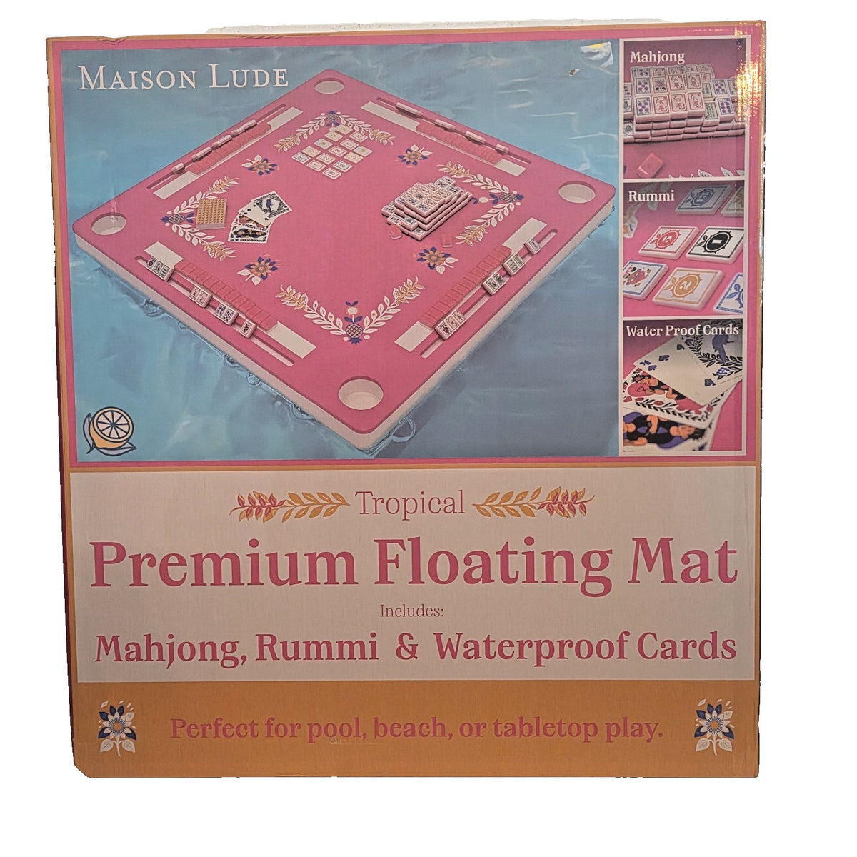 Maison Lude Tropical Premium Floating Mat 3-in-1 Mahjong Rummi Waterproof Cards