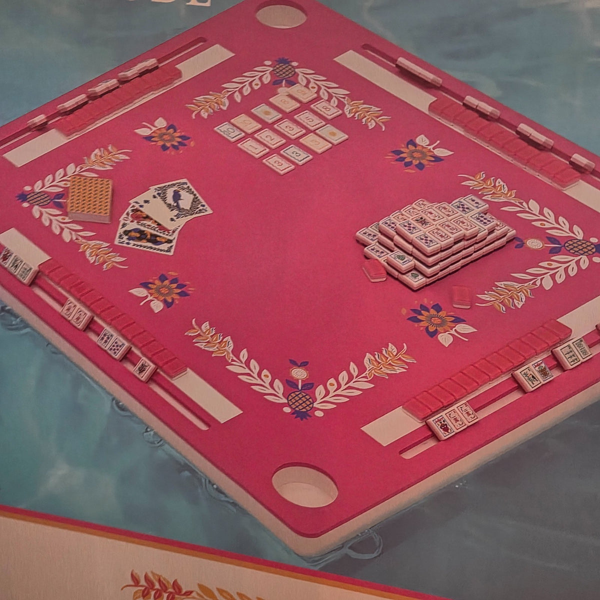 Maison Lude Tropical Premium Floating Mat 3-in-1 Mahjong Rummi Waterproof Cards