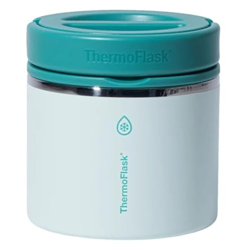 ThermoFlask 20 Oz Insulated Food Jar, Leakproof Stainless Steel Food Containers, 2-Pack (Teal & Cherry)