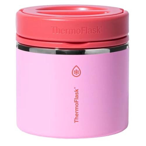 ThermoFlask 20 Oz Insulated Food Jar, Leakproof Stainless Steel Food Containers, 2-Pack (Teal & Cherry)