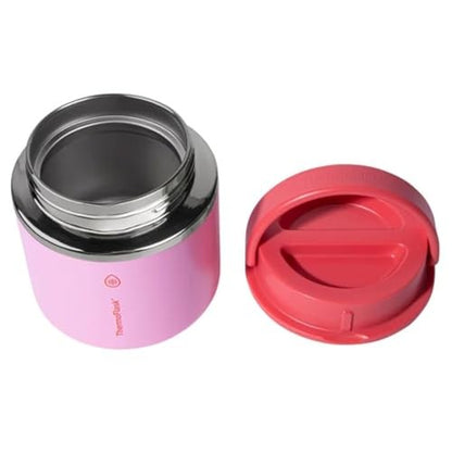 ThermoFlask 20 Oz Insulated Food Jar, Leakproof Stainless Steel Food Containers, 2-Pack (Teal & Cherry)