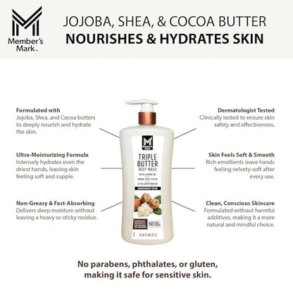 Member's Mark Triple Butter Body Wash, 67.6 Fluid Ounce