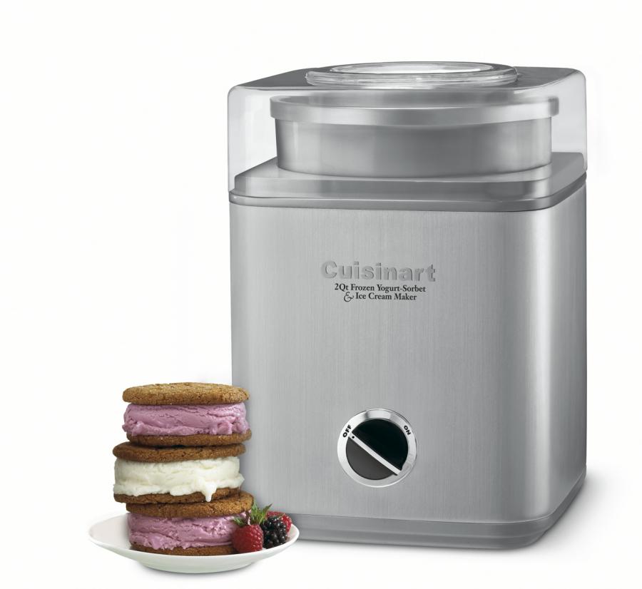 Pure Indulgence 2 Qt. Brushed Chrome Frozen Yogurt, Sorbet and Ice Cream Maker - Bellso