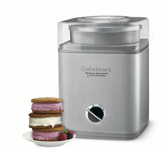 Pure Indulgence 2 Qt. Brushed Chrome Frozen Yogurt, Sorbet and Ice Cream Maker - Bellso