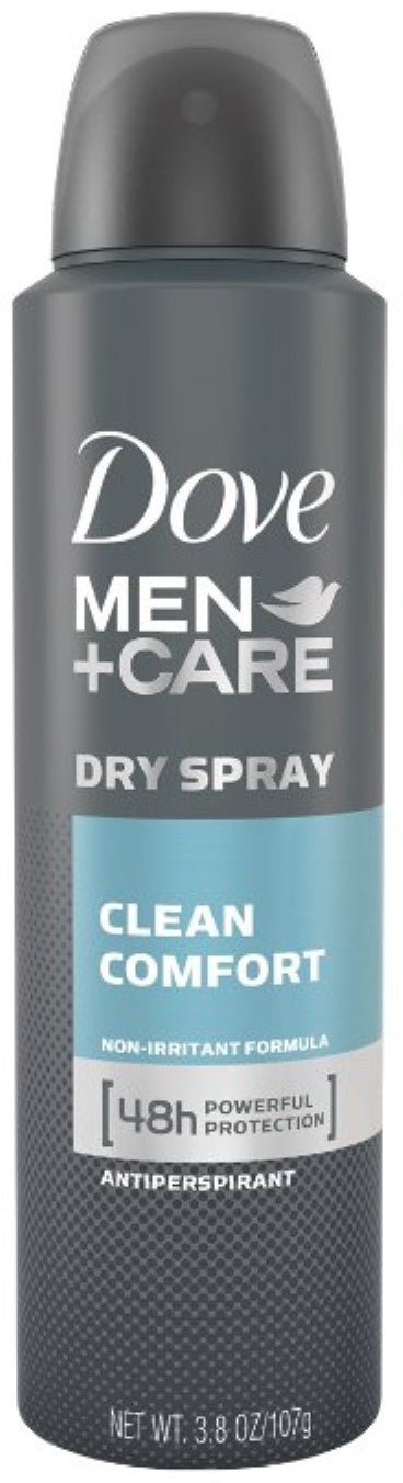 Dove Men+Care 72-Hour Moisturizing Cream Antiperspirant Dry Spray, Clean Comfort, 3.8 OZ