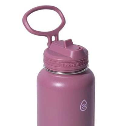 ThermoFlask Stainless Steel Water Bottle, 32 Oz, Double Wall Vacuum Insulated, Leakproof, 2-Pack (Black/Pink)