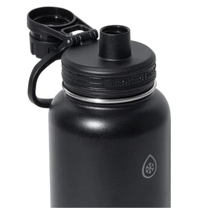ThermoFlask Stainless Steel Water Bottle, 32 Oz, Double Wall Vacuum Insulated, Leakproof, 2-Pack (Black/Pink)