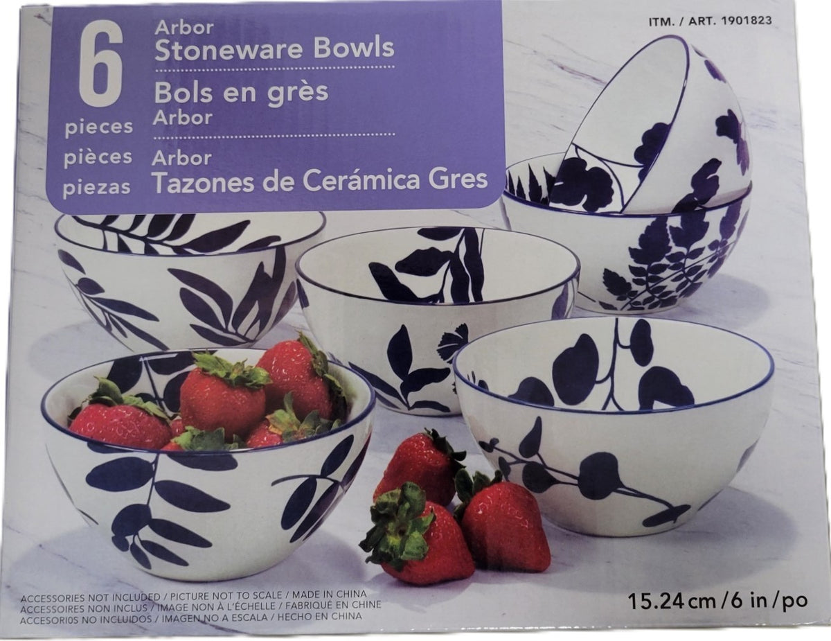 Certified International 6" Blue Arbor Bowl Set, 6-Piece
