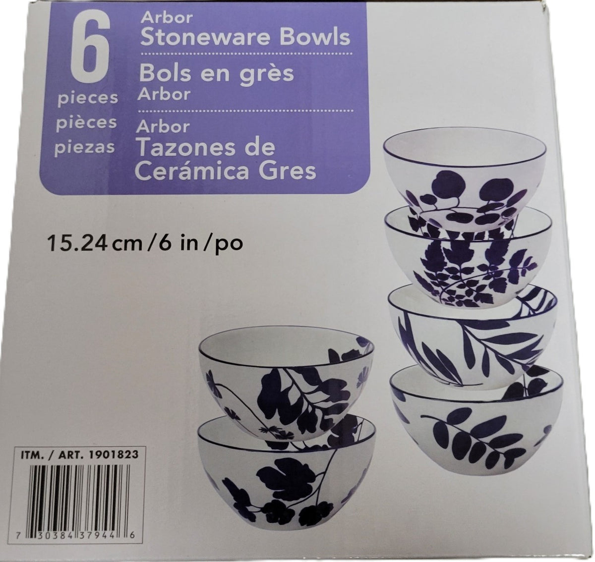 Certified International 6" Blue Arbor Bowl Set, 6-Piece