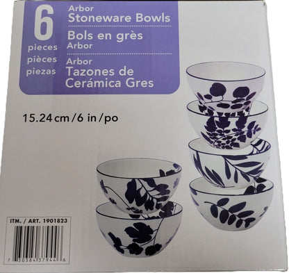 Certified International 6" Blue Arbor Bowl Set, 6-Piece