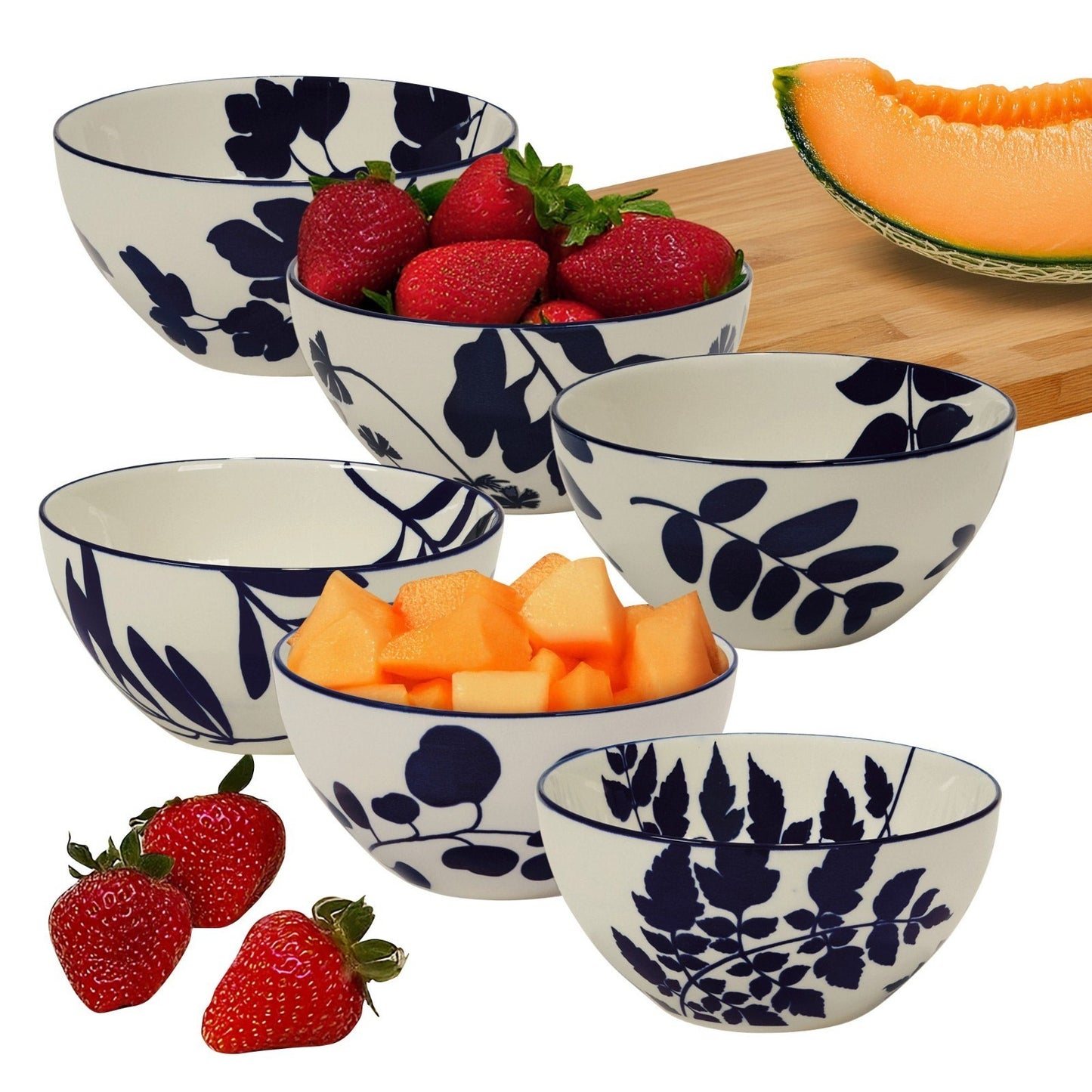 Certified International 6" Blue Arbor Bowl Set, 6-Piece