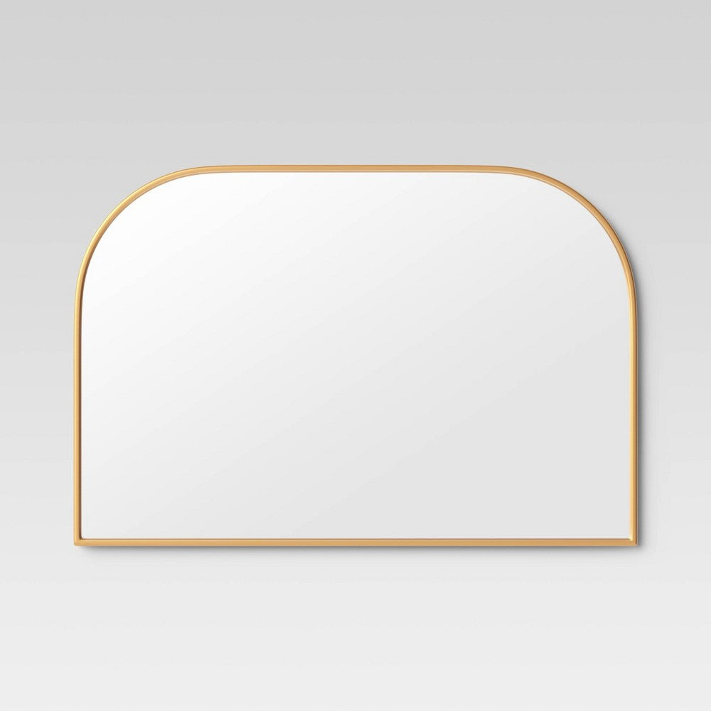 36" X 24" Over the Mantel Mirror Gold - Threshold: Rounded Top, Metal Frame, Wall Mounted - Bellso