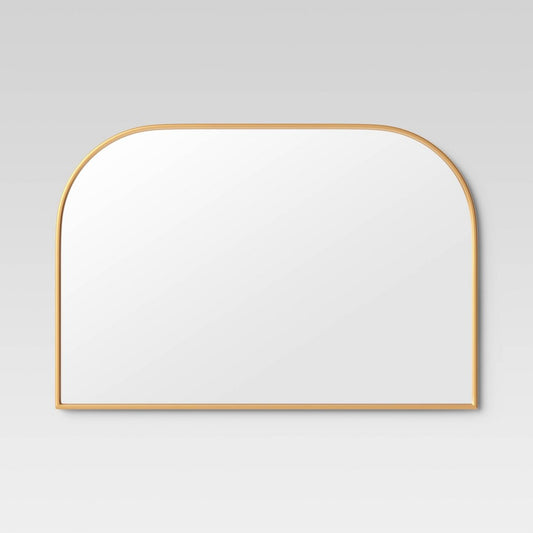 36" X 24" Over the Mantel Mirror Gold - Threshold: Rounded Top, Metal Frame, Wall Mounted - Bellso