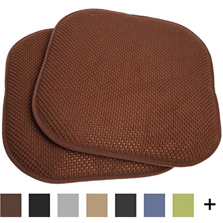 Sweet Home Collection 2 Pack Memory Foam Honeycomb Nonslip Back 16 X 16 Chair/Seat Cushion Pad   Brown - Bellso