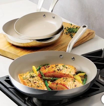 Tramontina, 3-Piece Tri-Ply Clad Stainless Steel Ceramic Nonstick Fry Pan Set