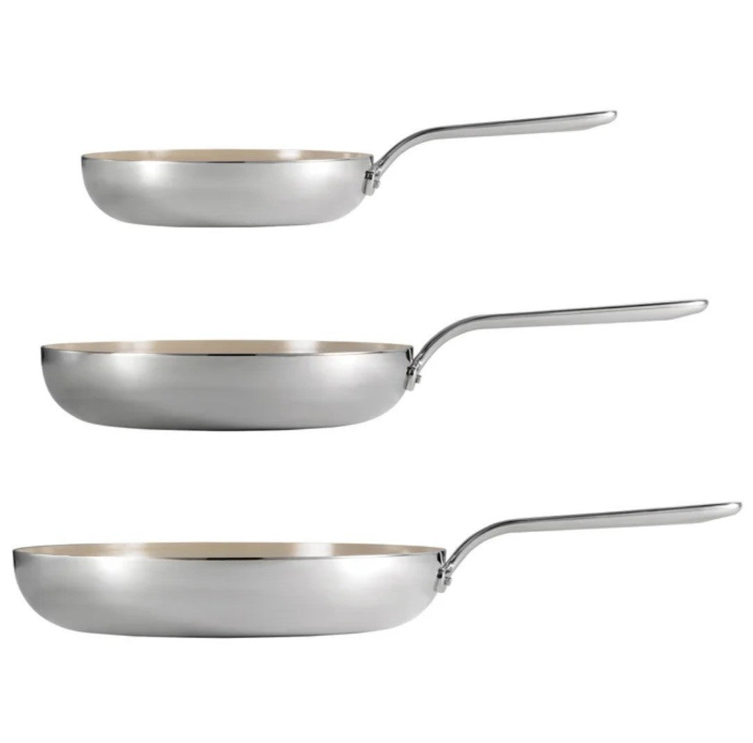 Tramontina, 3-Piece Tri-Ply Clad Stainless Steel Ceramic Nonstick Fry Pan Set