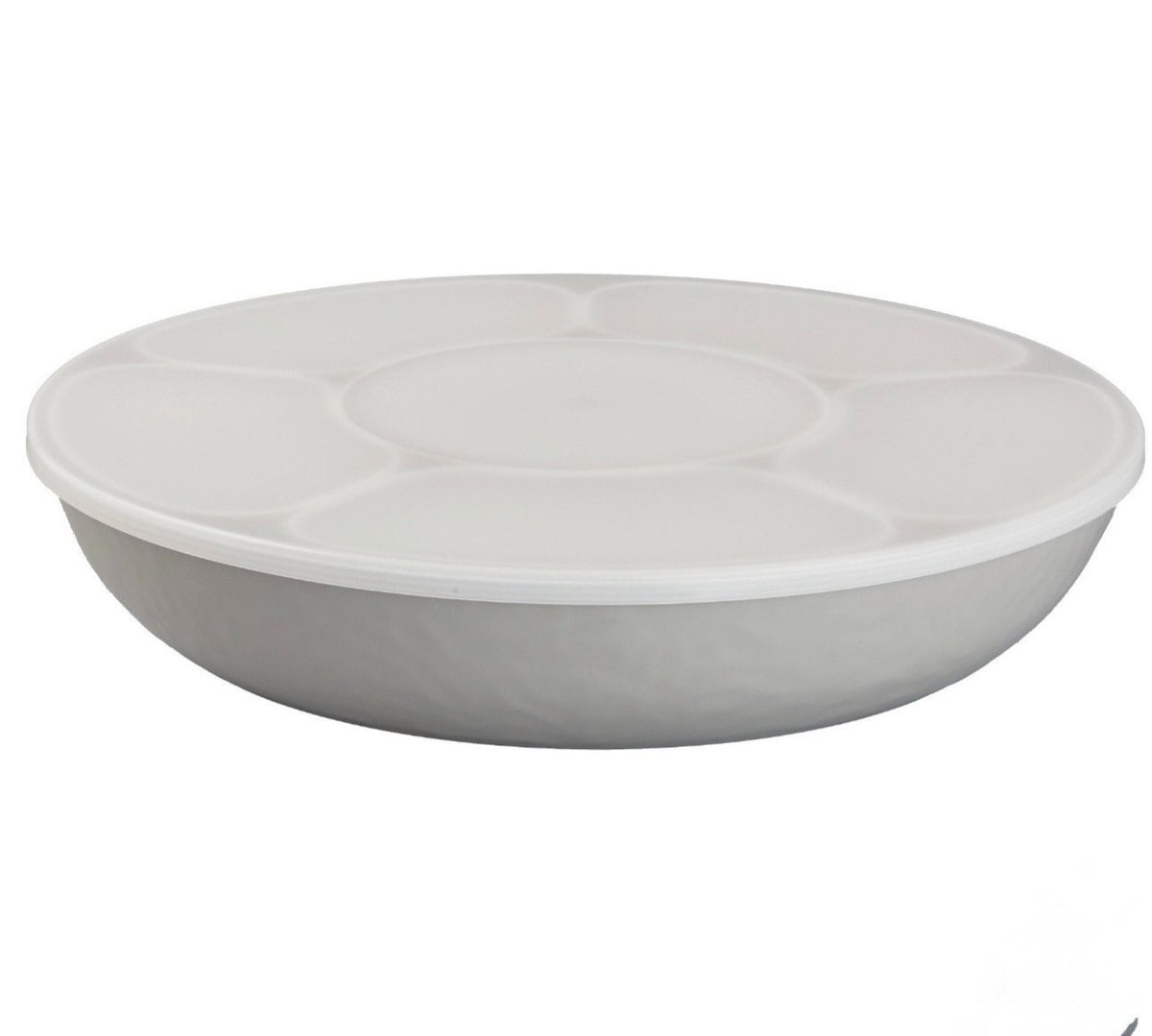 Pandex, 7  Pc  Melamine Dip Tray Divided Snack Food Container Lazy Susan W Cover