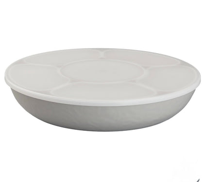 Pandex, 7  Pc  Melamine Dip Tray Divided Snack Food Container Lazy Susan W Cover