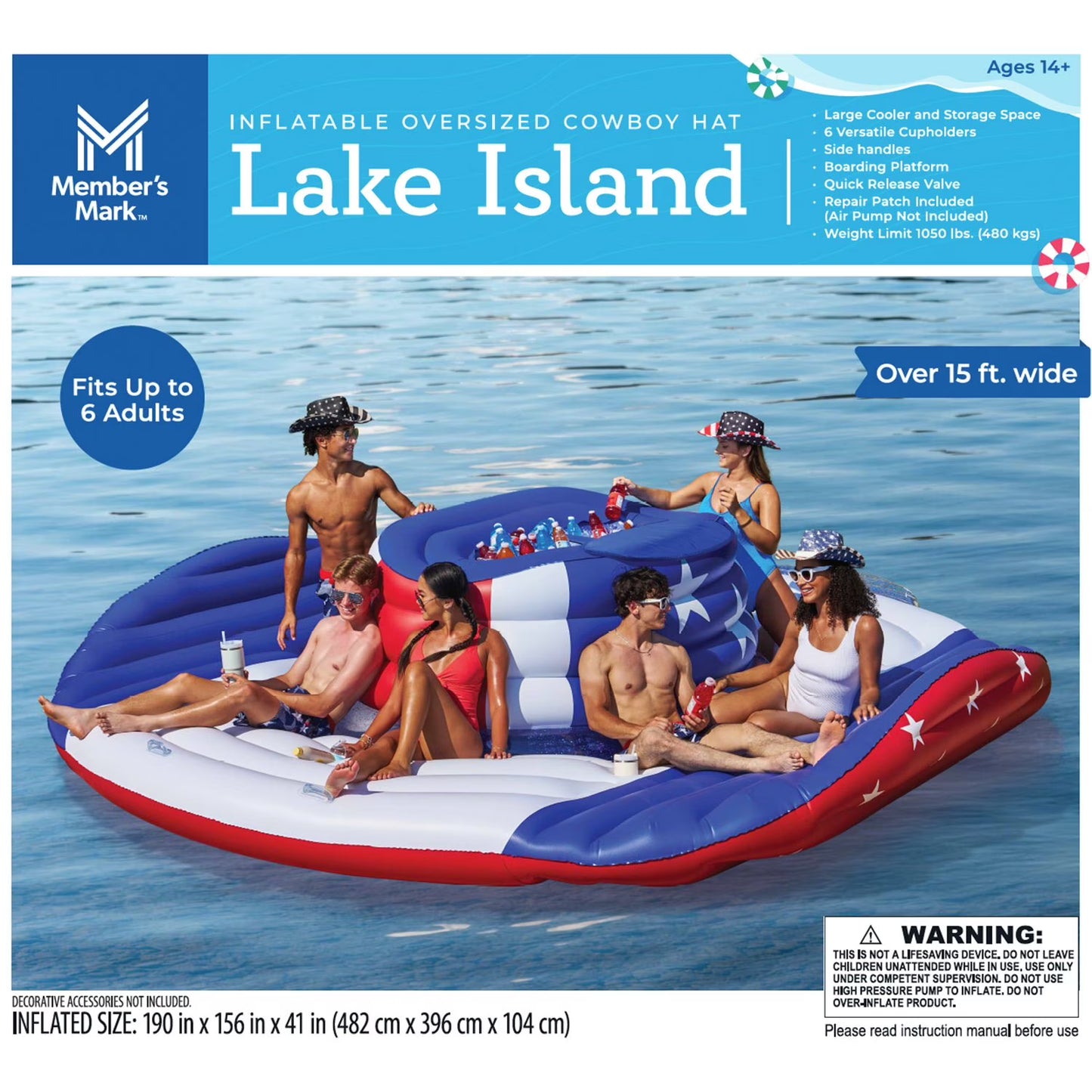 Member's Mark Inflatable Oversized Cowboy Hat Lake Island