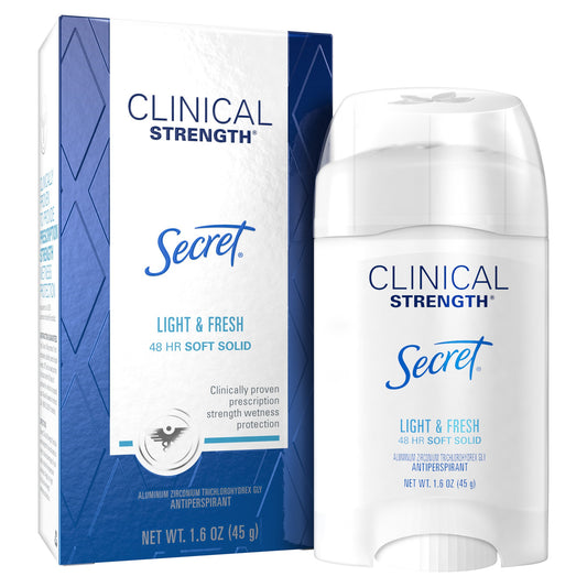 Secret Clinical Soft Solid Antiperspirant Deodorant for Women  Light & Fresh  1.6 Oz