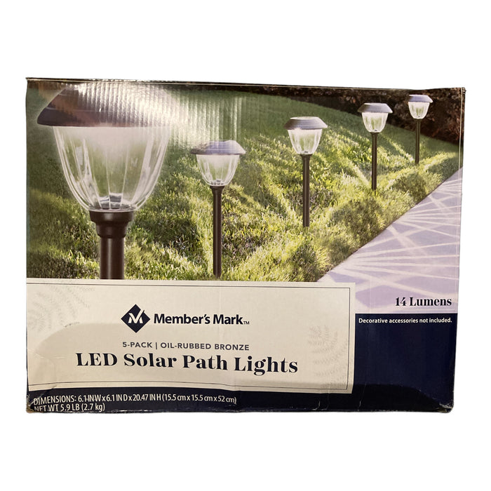 Member's Mark 10489-12-5BZ 5-Piece LED Solar Path Lights, Oil-Rubbed Bronze