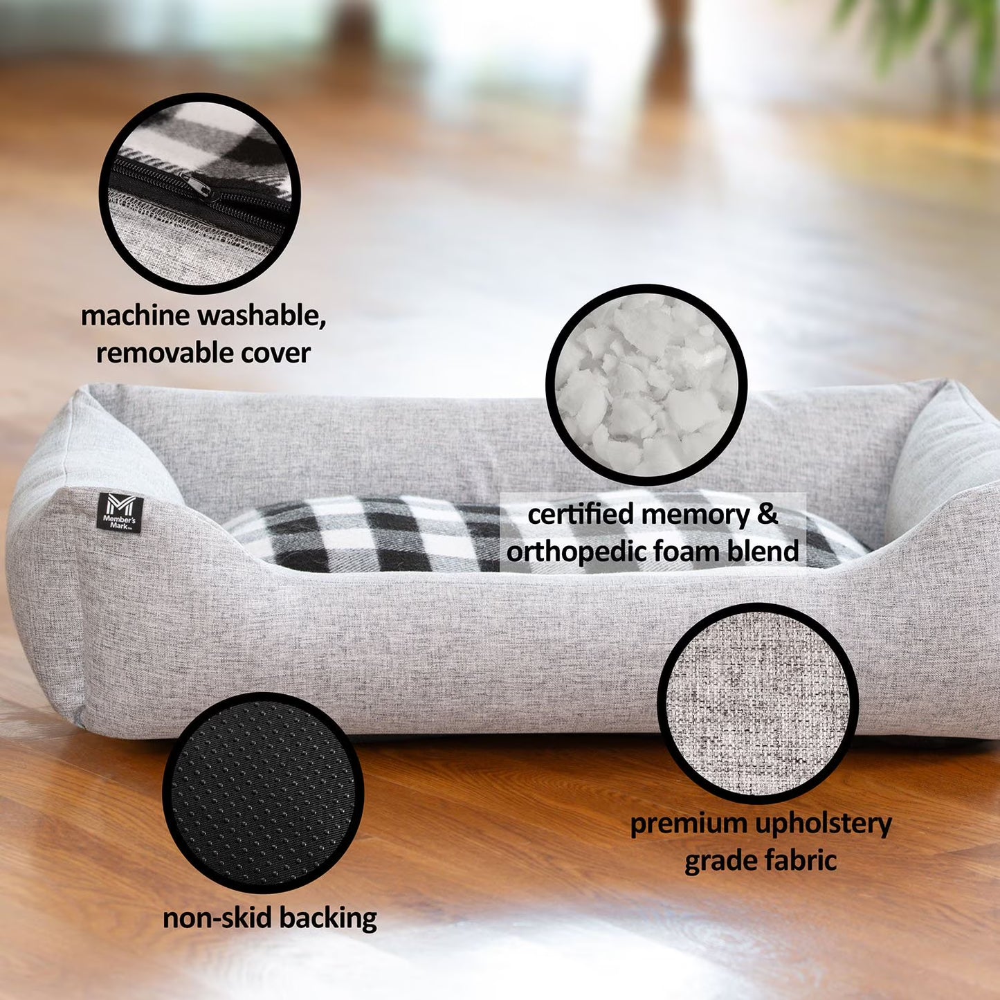 Member's Mark Premium Cuddler Pet Bed, Choose Size and Color