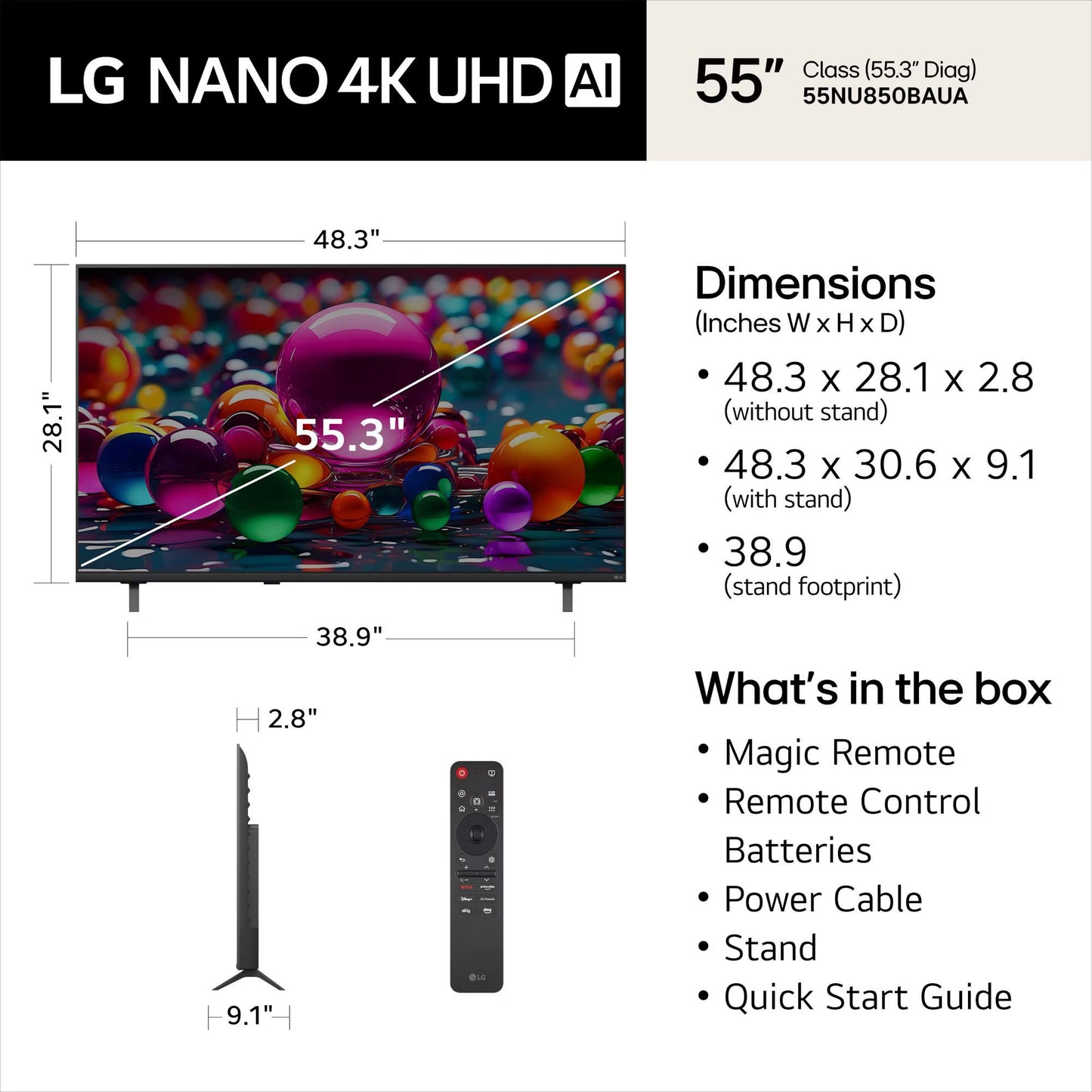 LG 55" Class Nano NU850 Series 4K Smart TV