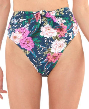 Jessica Simpson Women Contemporary Gardenia Paradise High Waisted Tie Bottom Swimsuit - Bellso