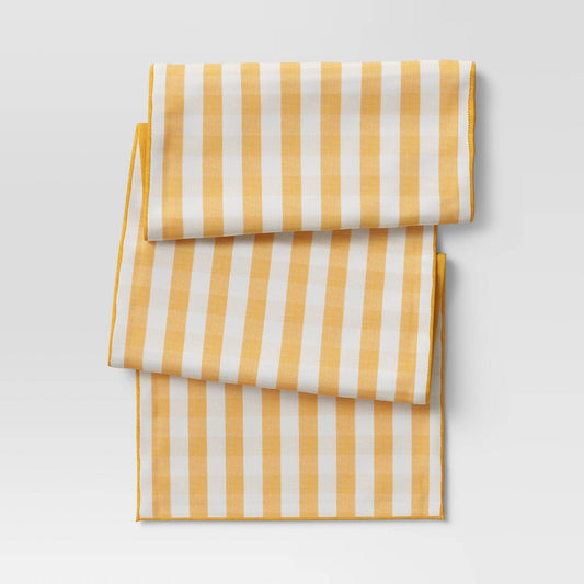 72  X 14  Cotton Gingham Check Table Runner Yellow - Threshold - Bellso