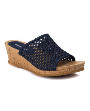 Baretraps Women's Flossey Slide Wedge Sandals - Blue Size 9-1/2 W - Bellso