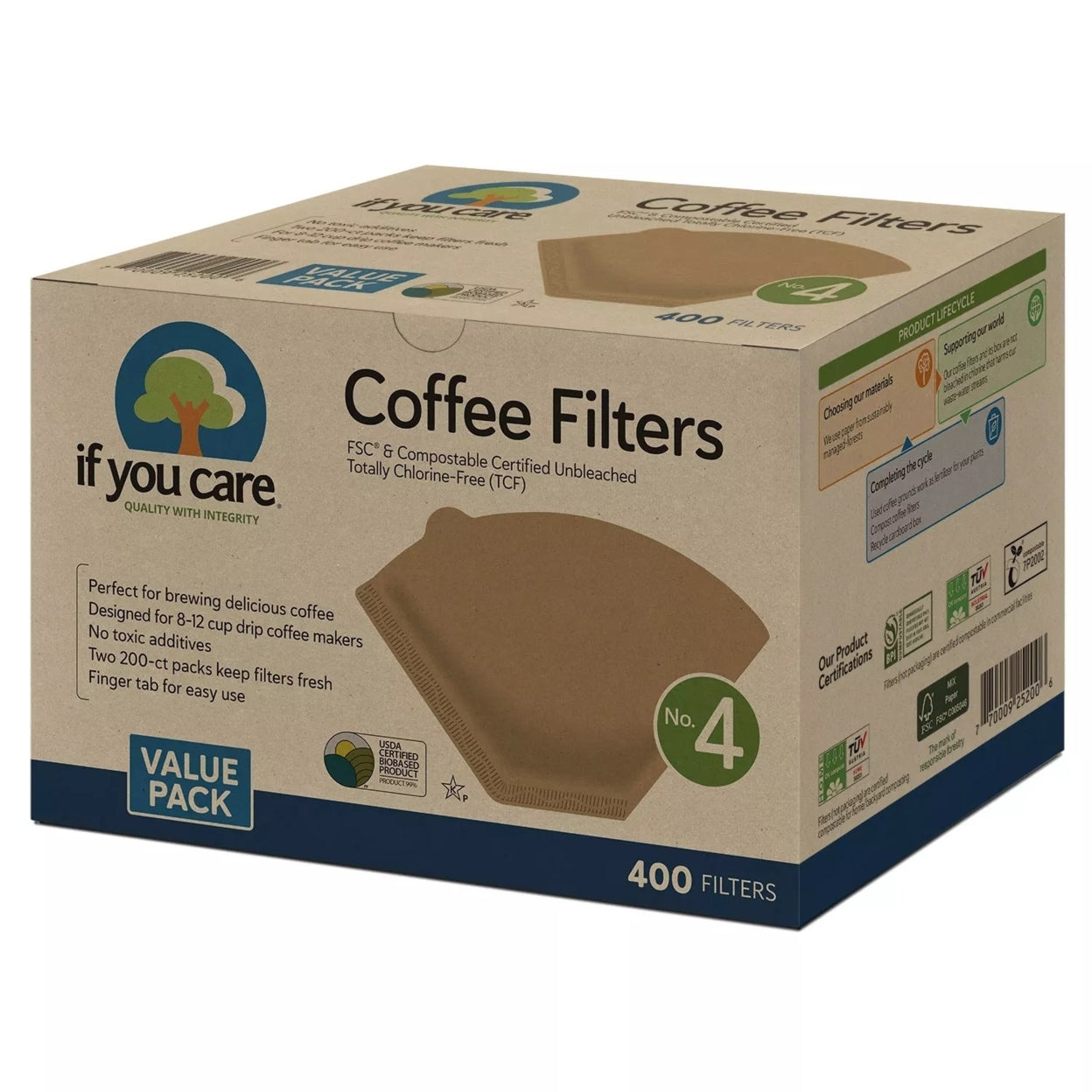 If You Care 4 Unbleached Coffee Filter New