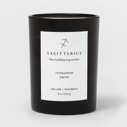 8oz Glass Jar Zodiac Sagittarius Candle Black - Threshold™