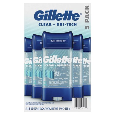 Gillette Cool Wave Clear Gel Men’s Antiperspirant and Deodorant (3.8 Oz.  5 Pk.)
