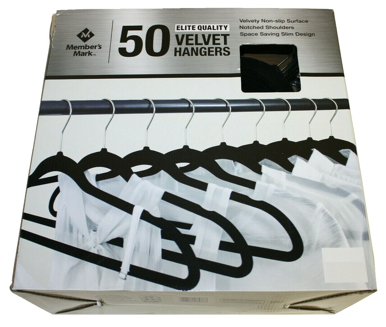 Member's Mark Elite-Quality Black Velvet Hangers with Chrome Hooks (Pack of 50) - Bellso