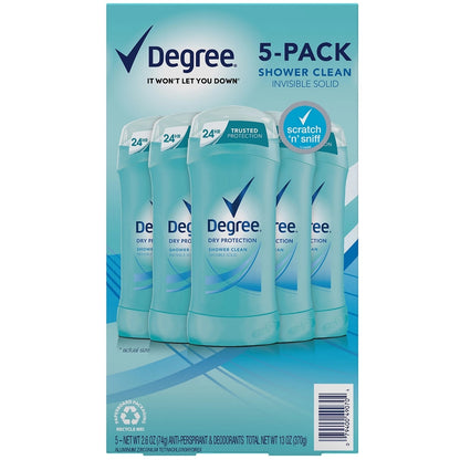 Degree Shower Clean Deodorant, 5 Ea