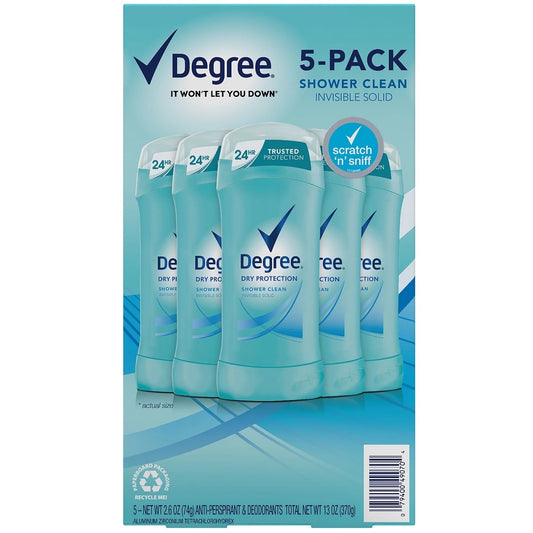 Degree Shower Clean Deodorant, 5 Ea