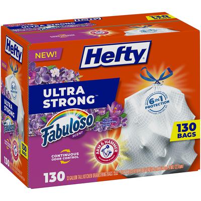 Hefty Ultra Strong 13-Gallon Kitchen Drawstring Trash Bags  Fabuloso Scent (130 Ct.) - Bellso