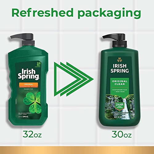 Irish Spring Mens Body Wash  Body Wash for Men  All Skin Types  Original Scent  30 Fl Oz Bottle - Bellso