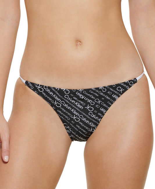 Calvin Klein BLACK Skinny-Strap Logo Bikini Swim Bottom  US X-Large - Bellso