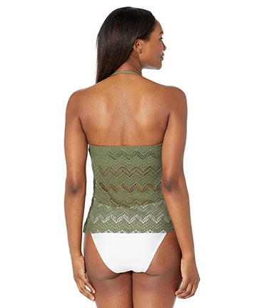 Women S Vince Camuto V90516 Crochet Lace Draped Bandini Swim Top (Safari Green S) - Bellso