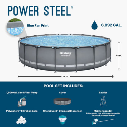 Bestway Power Steel 18’ x 48” Round Above Ground Pool Set