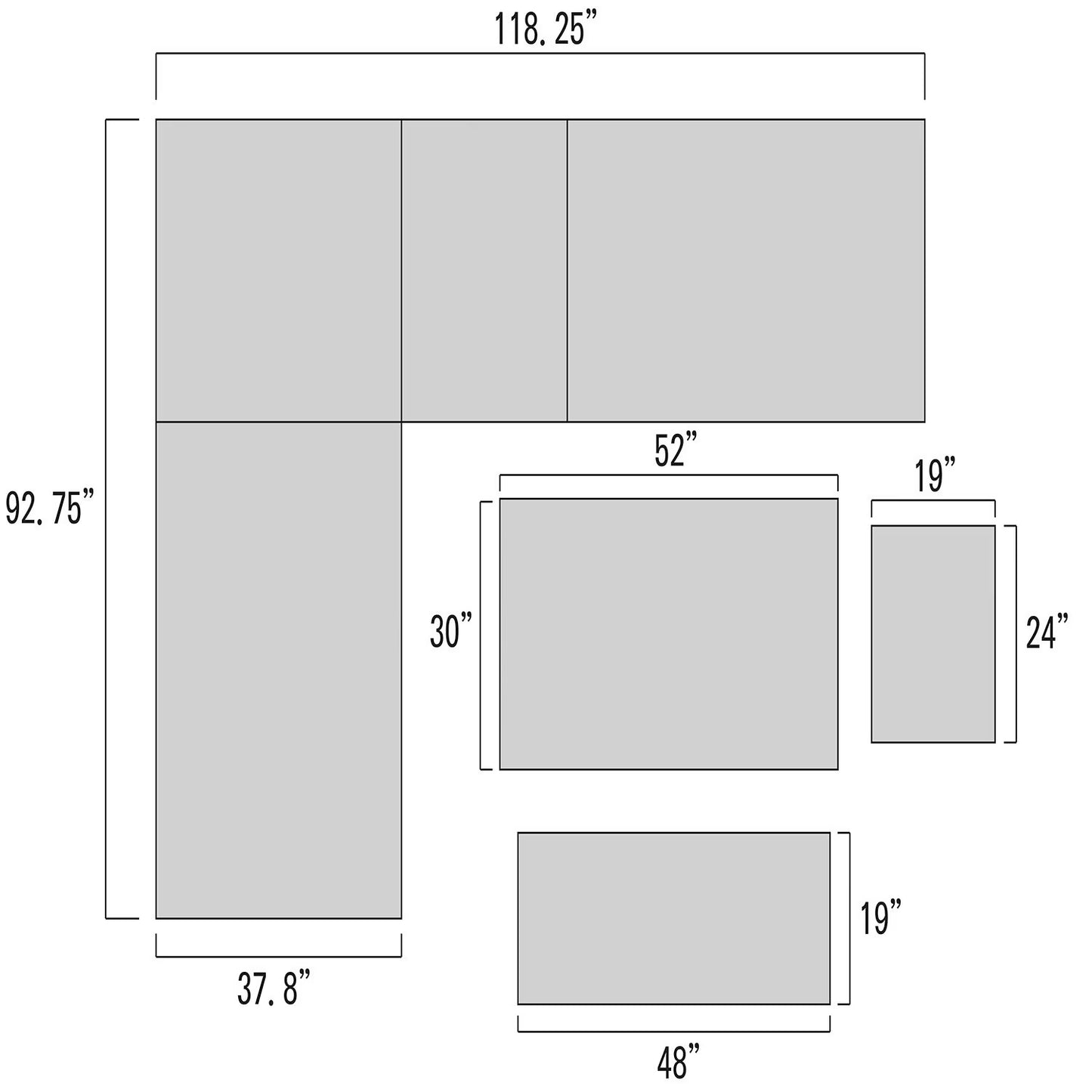 Member's Mark Athena Sectional with Sintered Stone Top and Sunbrella Fabric, 7pc