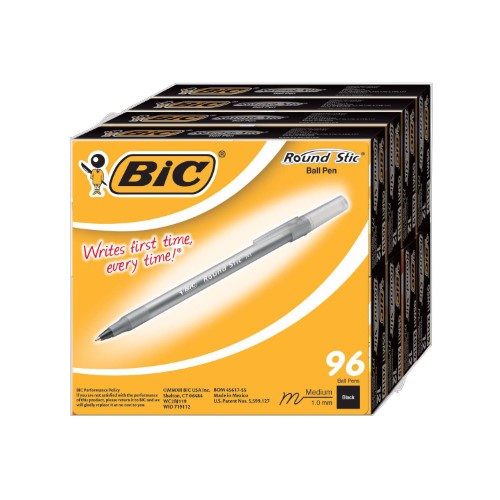 BIC Round Stic Xtra Life - 96 Count - Black - Bellso