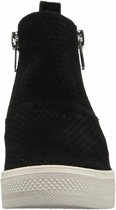 Steve Madden Women S Perforated Suede Wedge Side Zipper Sneaker (Taupe  10)