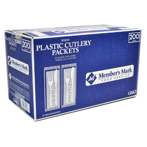 Member's Mark White Plastic Cutlery Packets (200 Ct.) - Bellso