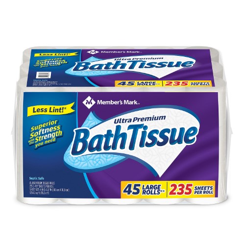 Member's Mark Ultra Premium 2-Ply Toilet Paper 45 rolls, 235 sheets/roll - Bellso