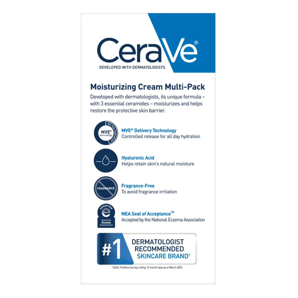 CeraVe Daily Moisturizing Cream Multi-Pack, 16 Oz + Pump 12 Oz Jar - Bellso