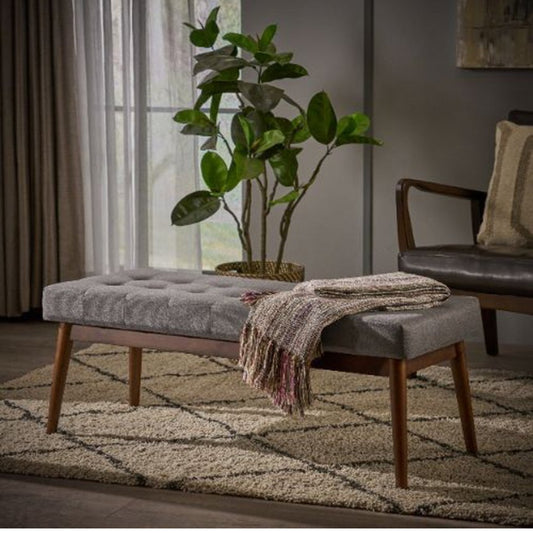 Sapphtopaz Mid Century Turfed Ottoman Bench Gray - Bellso