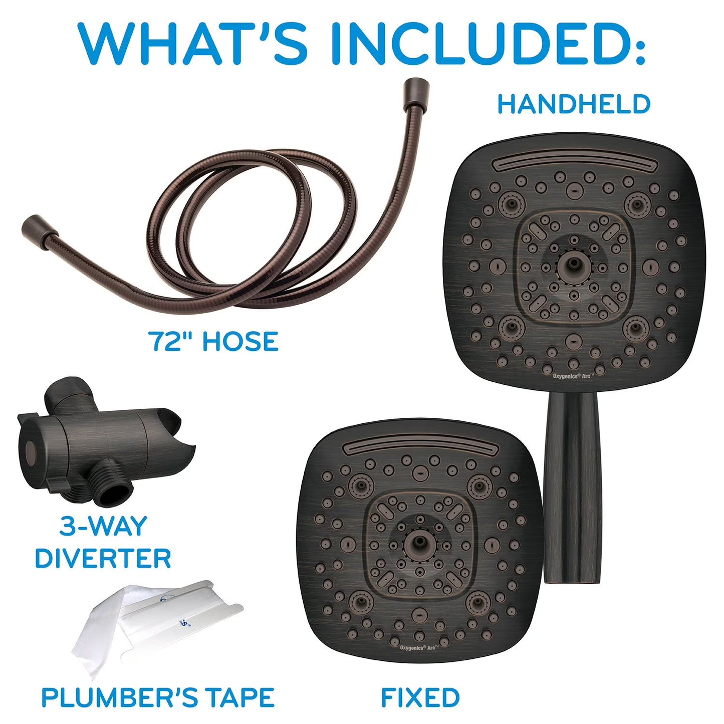 Oxygenics Arc 80-Setting Combo Shower Head, Various Finishes