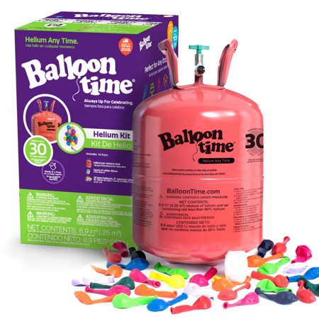 Balloon Time 9.5in Standard Helium Tank Kit with Colorful Latex Balloons - Bellso